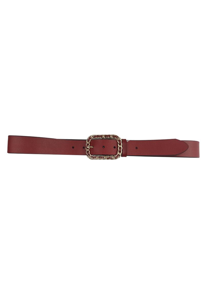 SMOOTH ROUND SQUARE CHAIN LINK PATTERN BUCKLE BELT