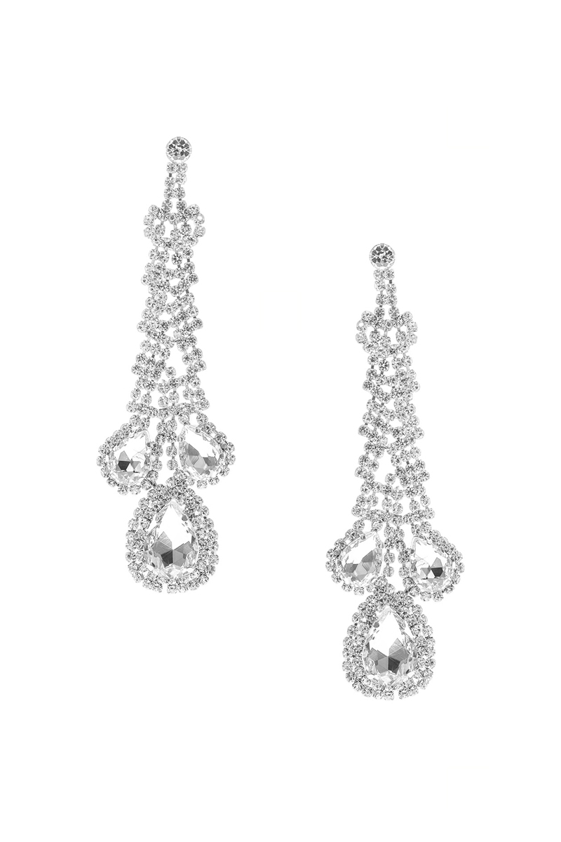 RHINESTONE PEAR SHAPE DROP EARRING