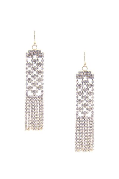 RHINESTONE PATTERN FRINGE BRIDAL EARRING