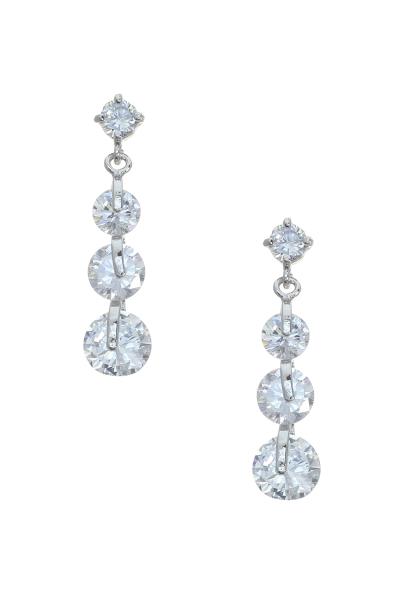 CUBIC ZIRCONIA THREE ROUND EARRING