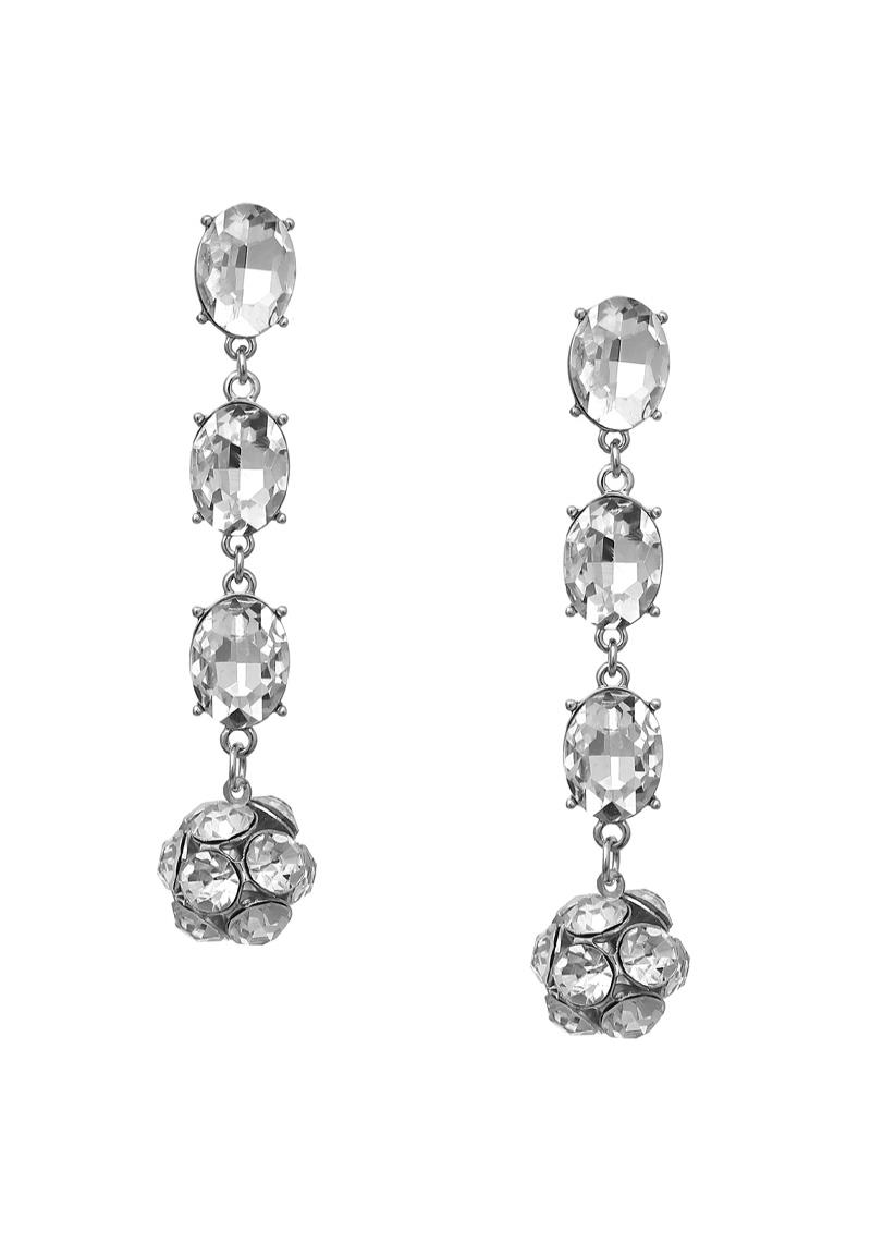 RHINESTONE OVAL SHAPE BALL DROP EARRING