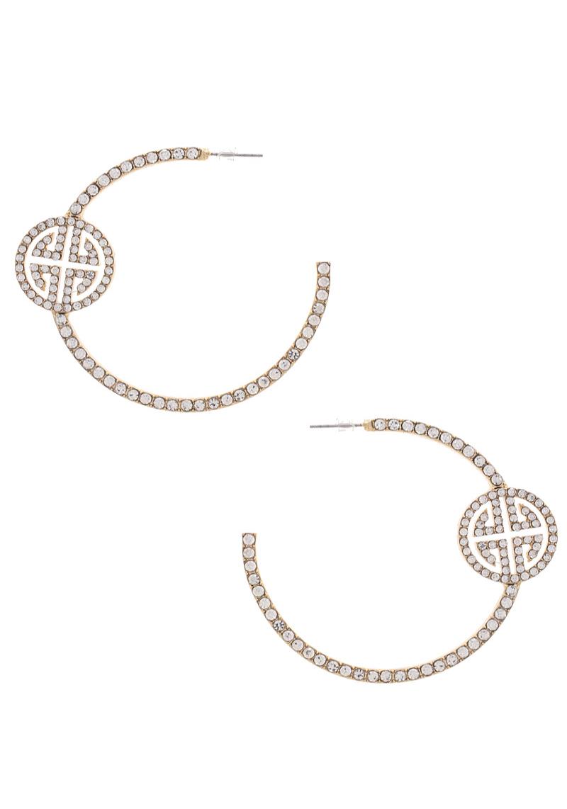 RHINESTONE OPEN CIRCLE EARRING