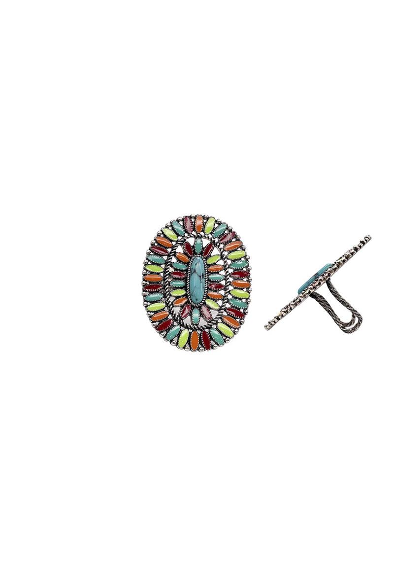 WESTERN STYLE FLOWER WIDE SINGLE RING