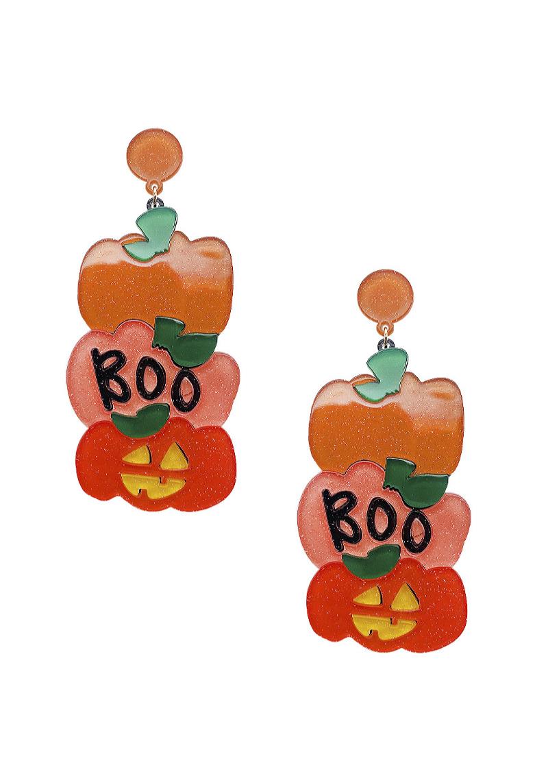 HALLOWEEN PUMPKIN BOO DANGLE EARRING