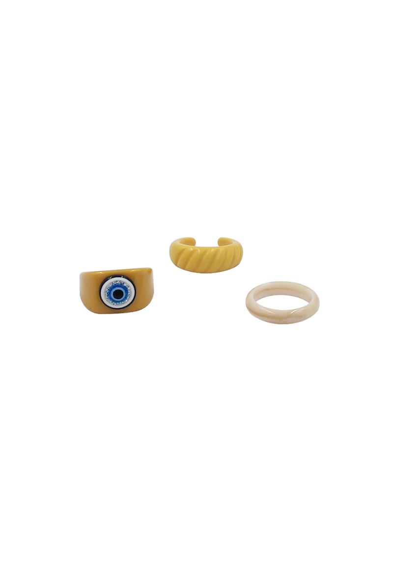 FASHION EYE PLAIN DESIGN 3 PC RING SET