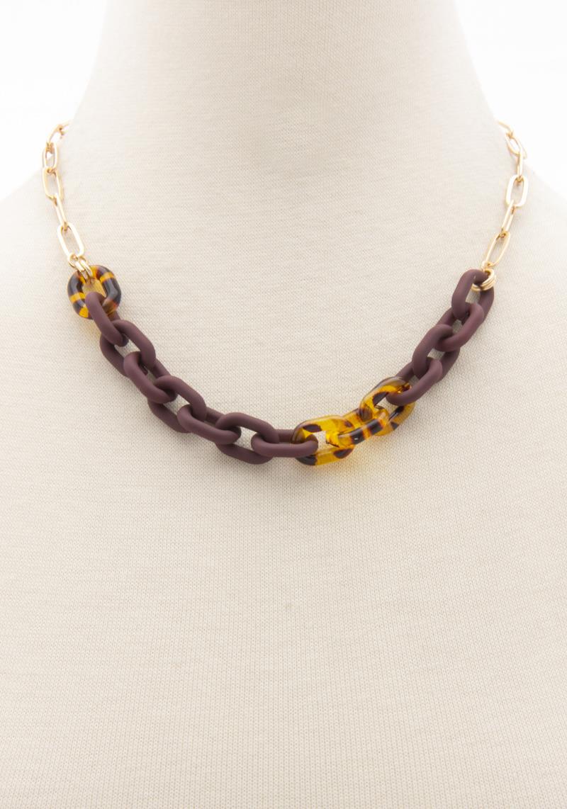 FASHION MULTI TONE LINK METAL NECKLACE