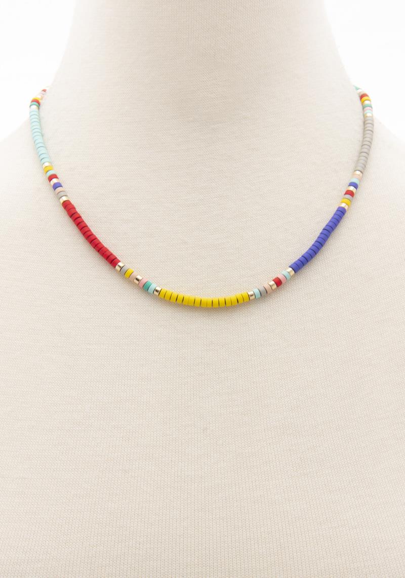 STYLISH DISC BEAD COLOR NECKLACE