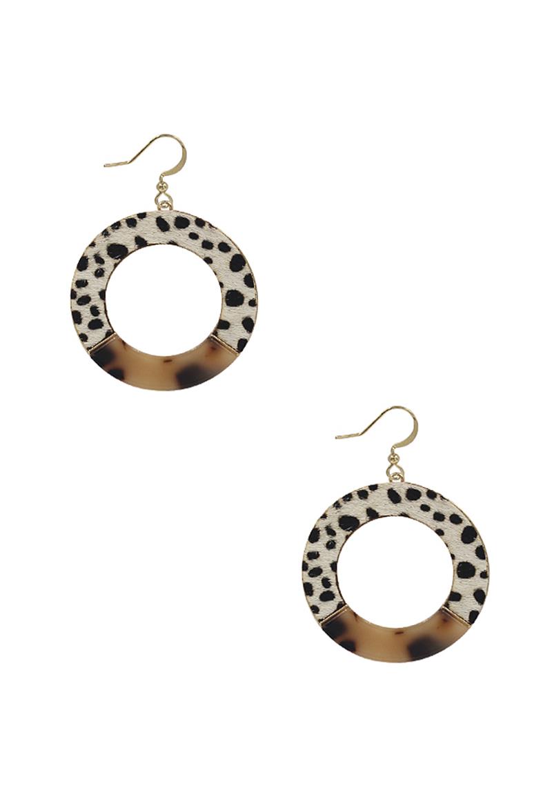 FASHION PRINT OPEN CIRCLE EARRING