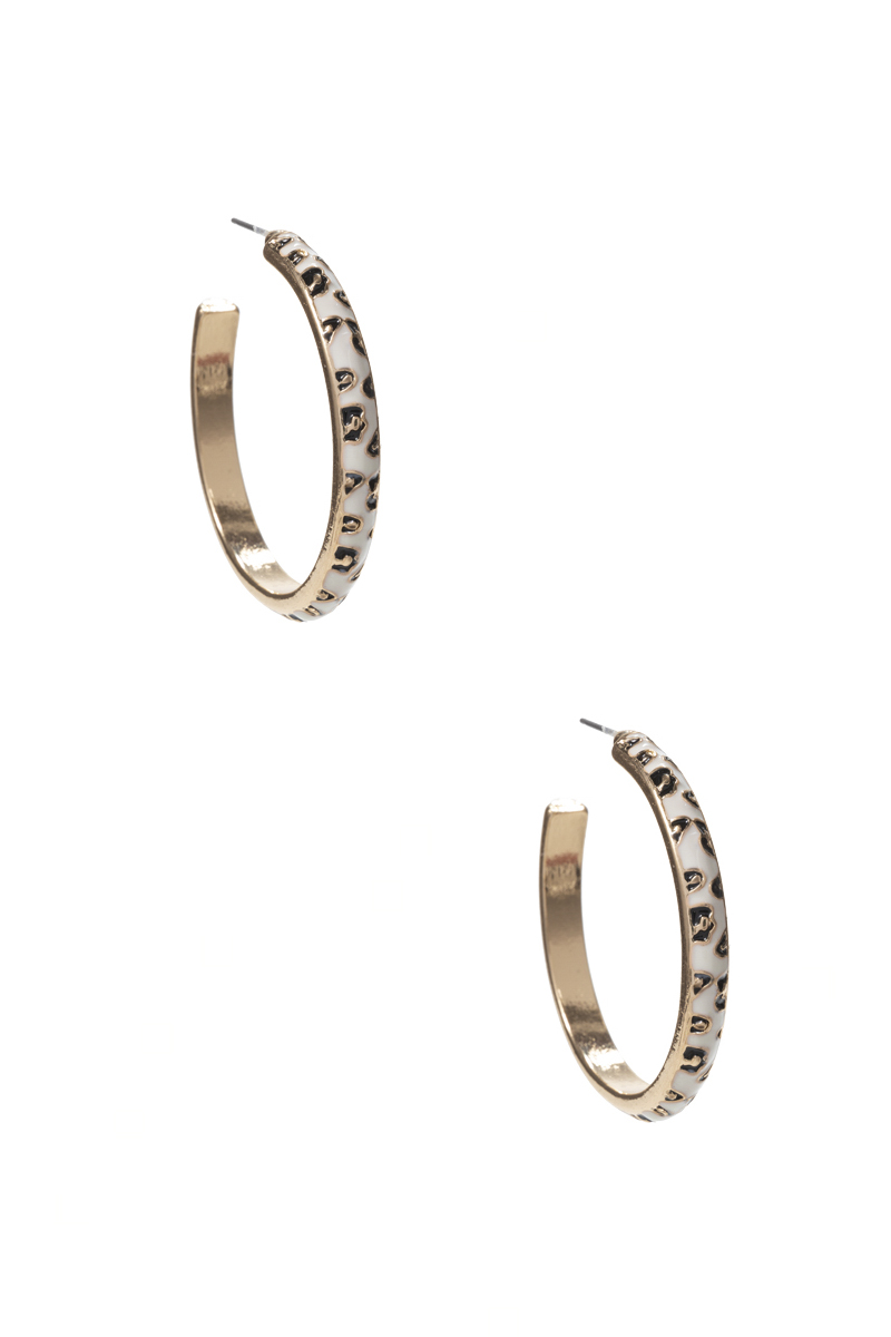 LEOPARD CHEETAH HOOP EARRING