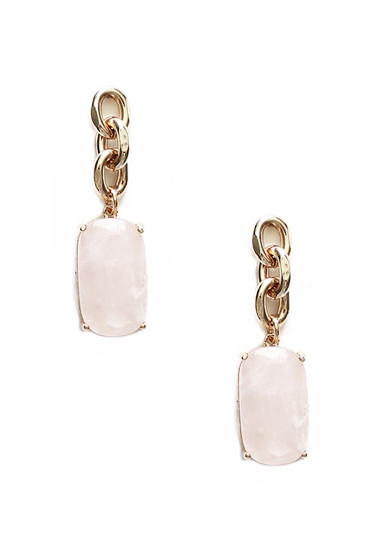 METAL LINK CHAIN STONE DANGLE EARRING