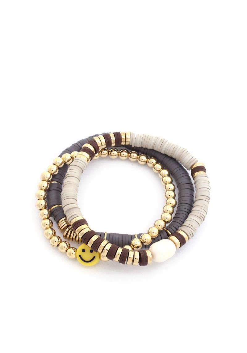 HEISHI DISK BEAD HAPPY FACE BRACELET SET