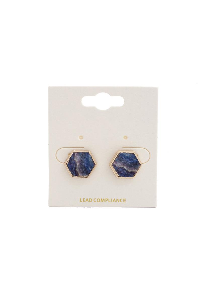HEXAGON DRUZY STONE EARRING