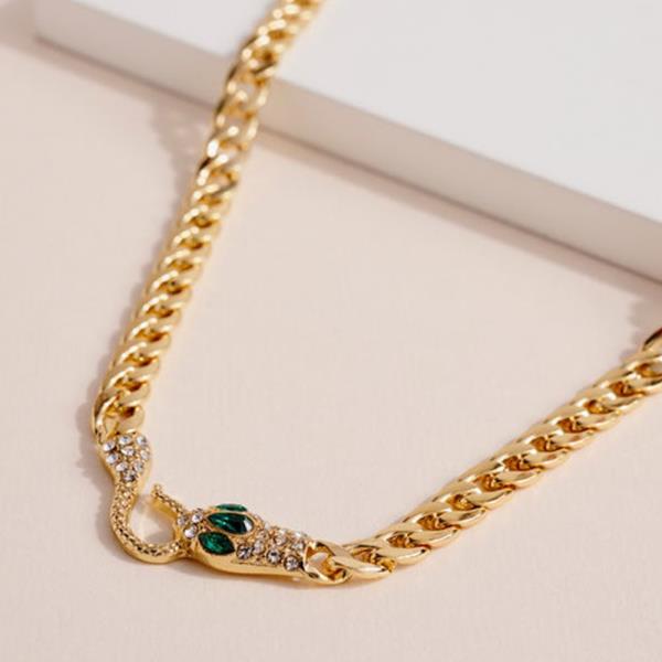 CURB LINK SNAKE HEAD NECKLACE