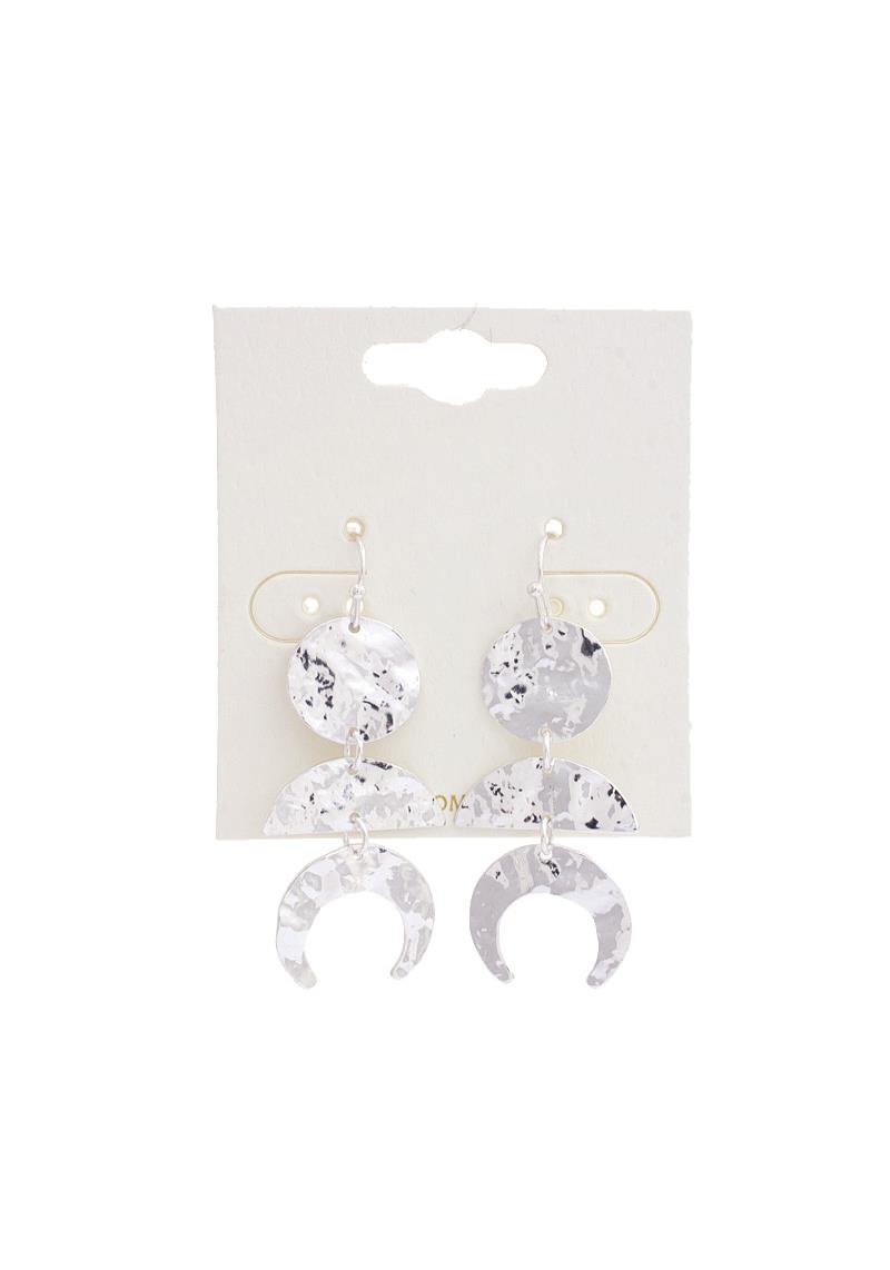 HAMMERED METAL CRESCENT MOON EARRING