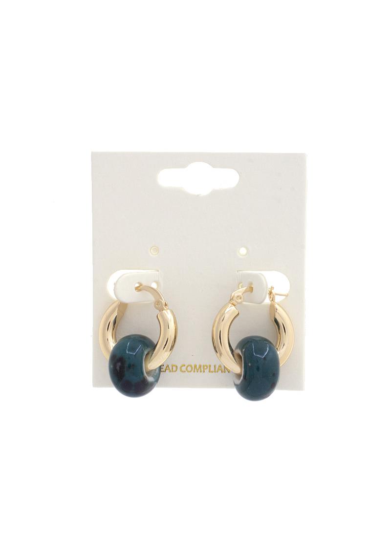 FLOWER GLASS BEAD HUGGIE EARRING