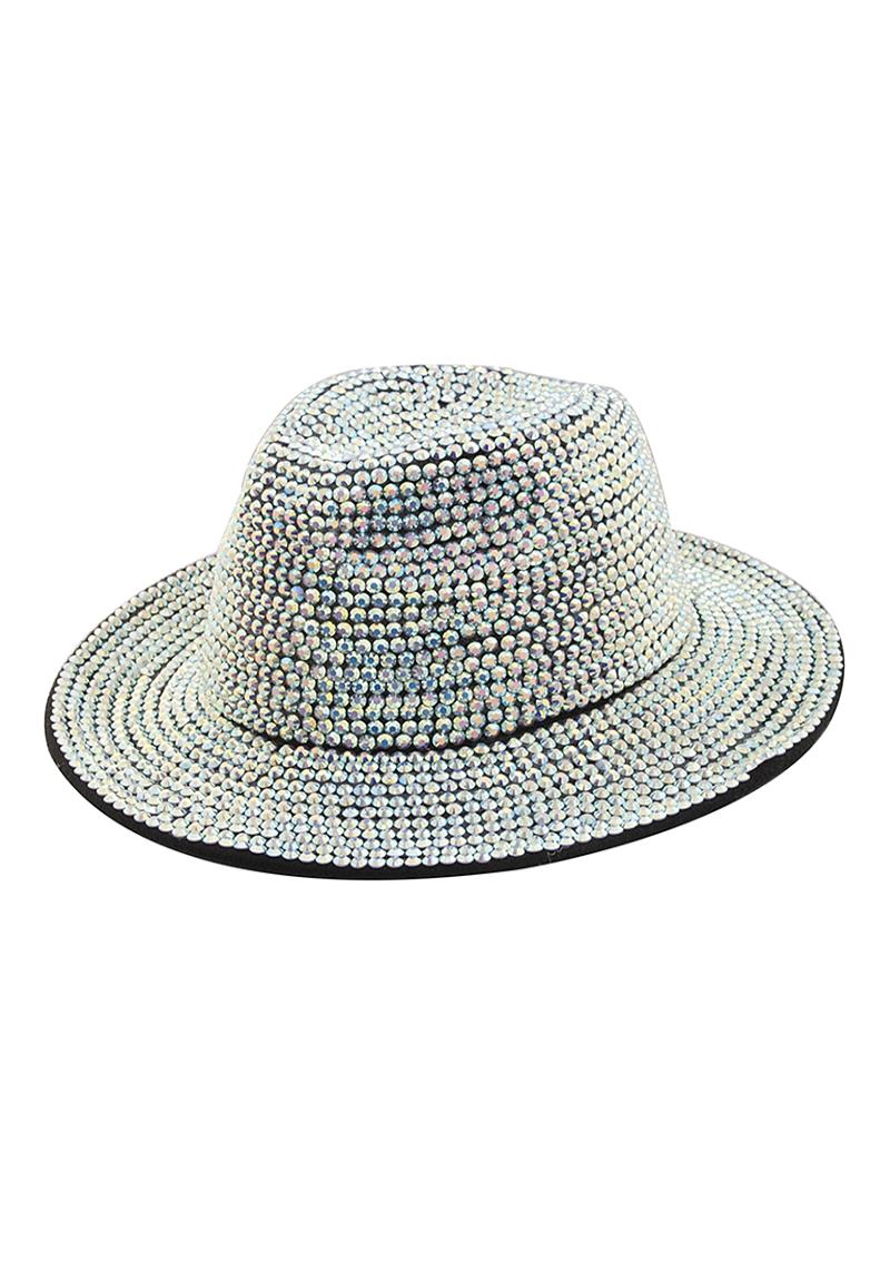 FASHION FULL RHINESTONE CRYSTAL COVERED FEDORA HAT