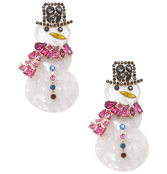 RHINESTONE SNOWMAN EARRING