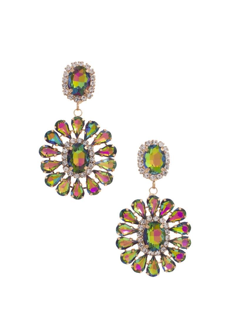 FASHION CRYSTAL FLORAL STONE EARRING