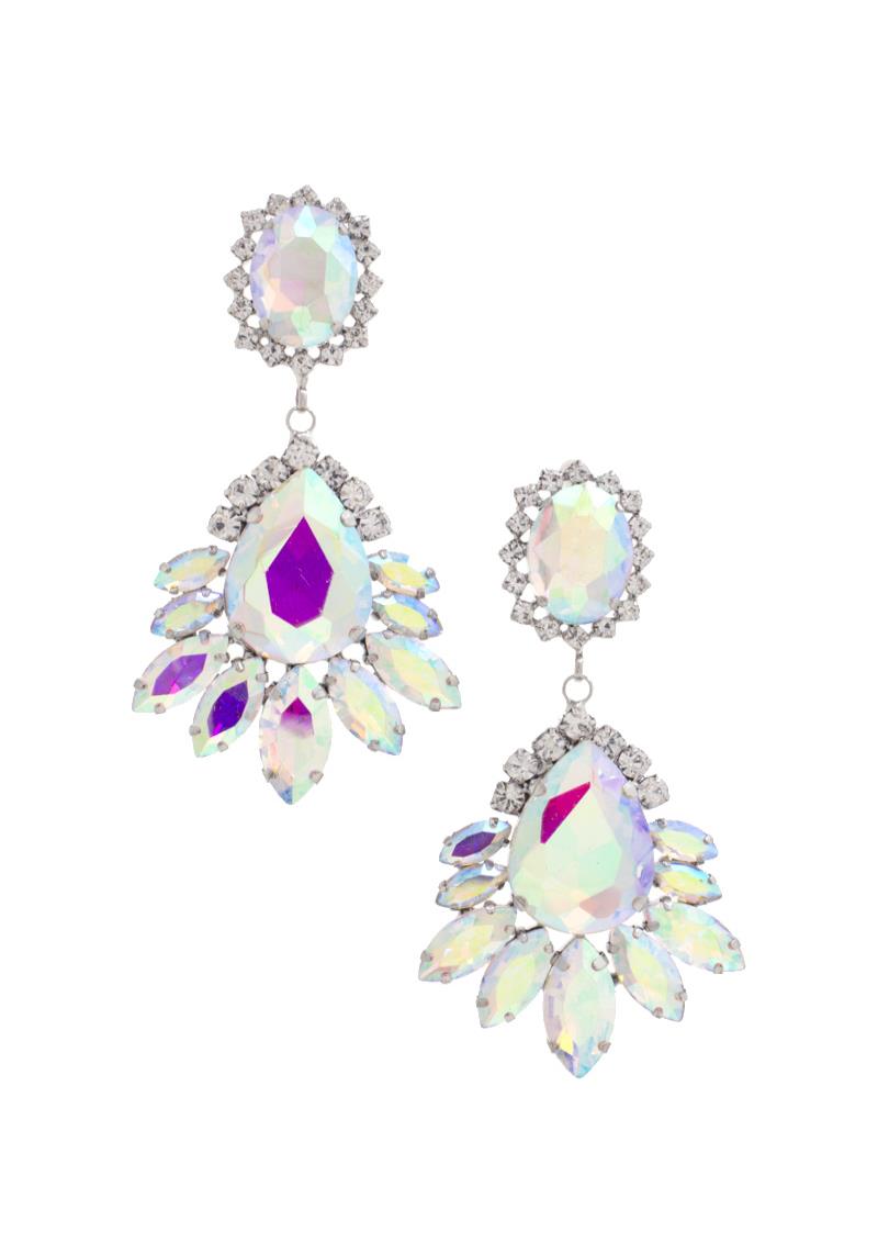FASHION RHINESTONE CRYSTAL TEAR SPIKE SHAPE EARRING