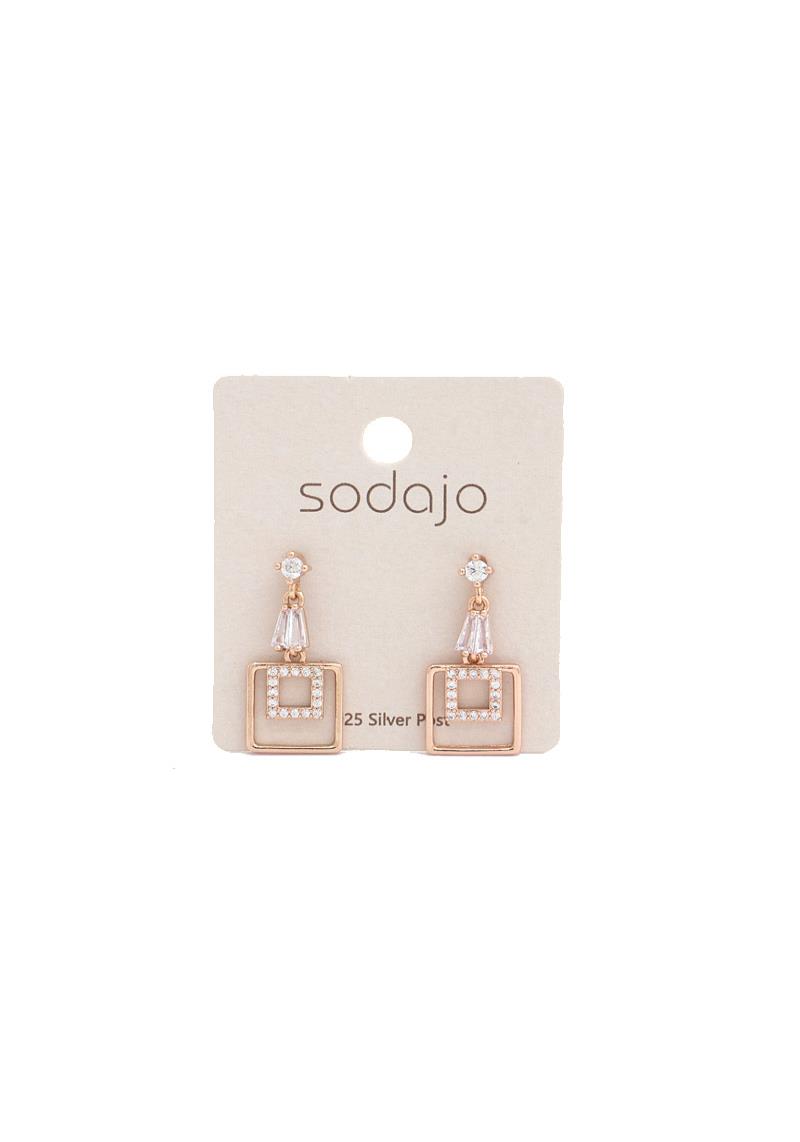 SODAJO CRYSTAL SQUARE DANGLE EARRING