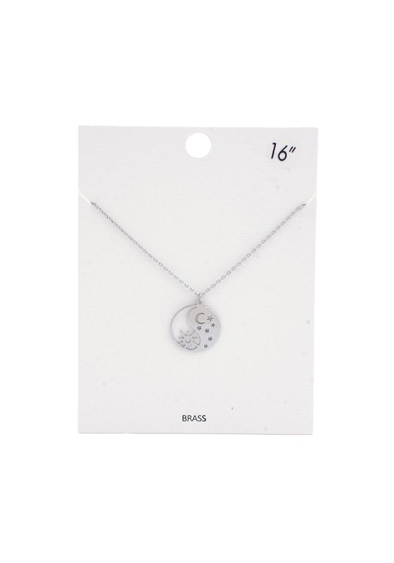 LASER CUT MOON STAR PENDANT NECKLACE
