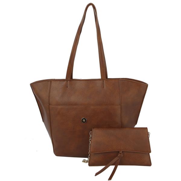 2IN1 SMOOTH DESIGN TOTE BAG WITH CLUTCH SET