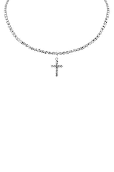 RHINESTONE CROSS CHOKER NECKLACE