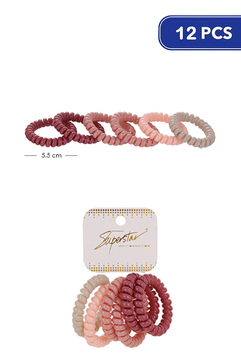 FASHION HAIR SPIRAL HAIR TIE SET (12 UNITS)