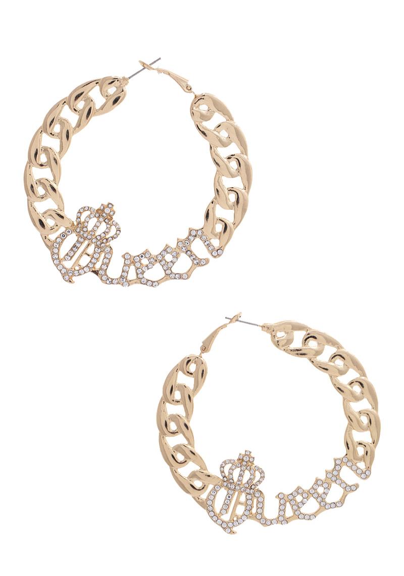 QUEEN CURB LINK HOOP EARRING