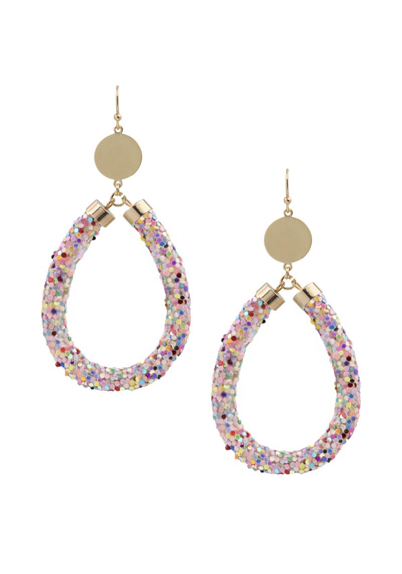 GLITTER TEARDROP DANGLE EARRING