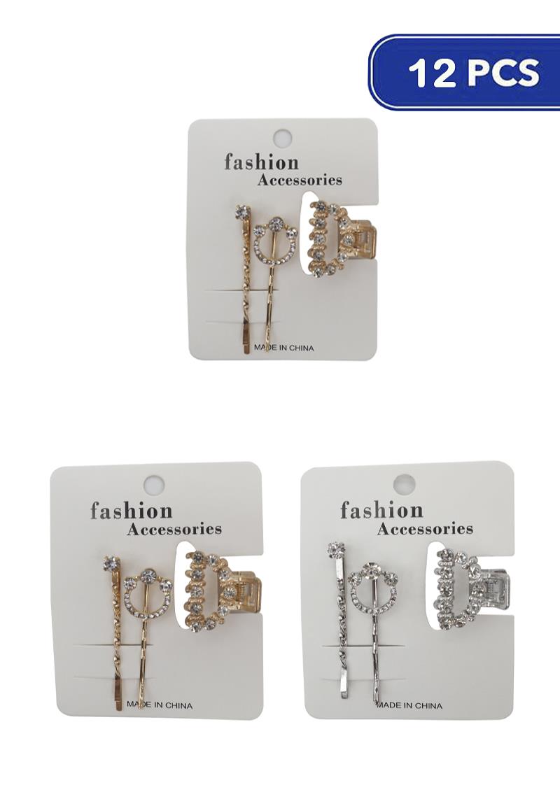 FASHION RHINESTONE HAIR PIN SET (12 UNITS)