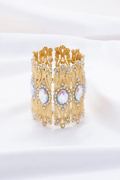 RHINESTONE METAL CUFF BRACELET