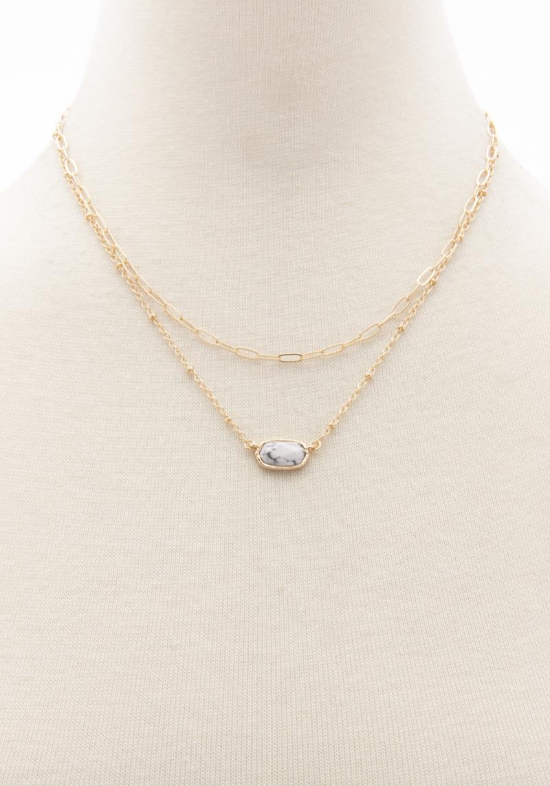 LAYERED OVAL STONE NECKLACE
