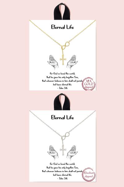 18K GOLD RHODIUM DIPPED ETERNAL LIFE NECKLACE