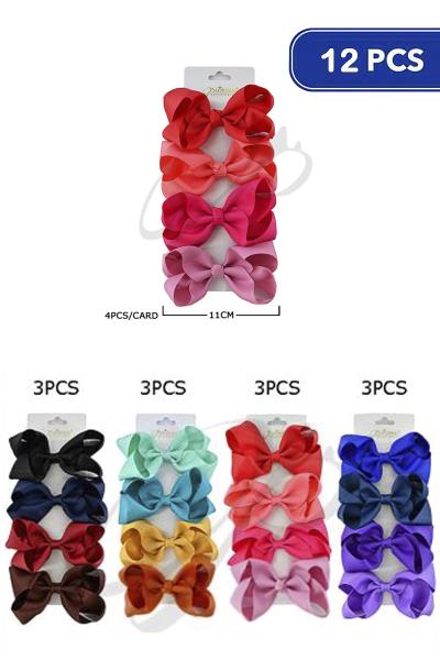 FASHION RIBBON PIN BOW 4 PC SET (12 UNITS)