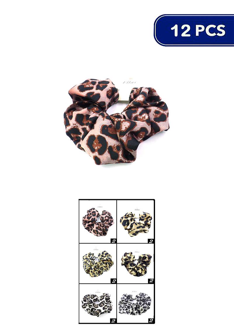 ANIMAL PRINT SMOOTH TEXTURE HAIR SCRUNCHIE (12 UNITS)