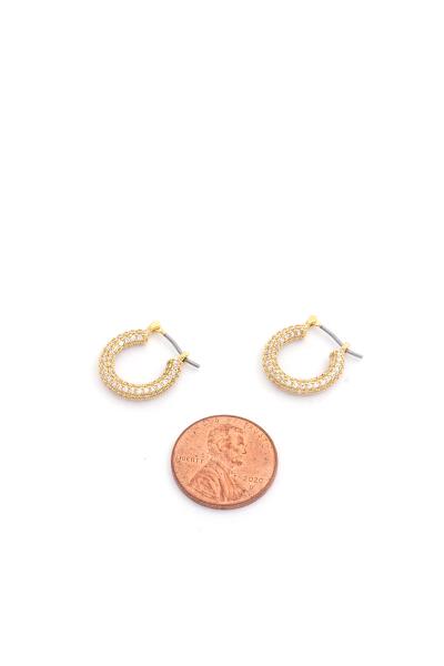 BRASS GOLD PLATED W/CLEAR CZ APPROX 15MM DIA PIN CATCH EARRING