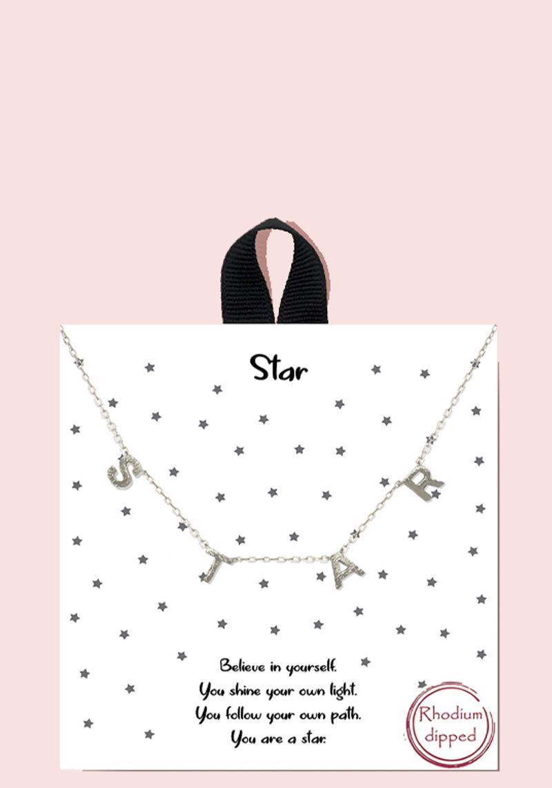 18K GOLD RHODIUM DIPPED STAR PENDANT NECKLACE