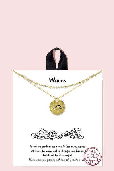 18K GOLD RHODIUM DIPPED WAVES PENDANT NECKLACE