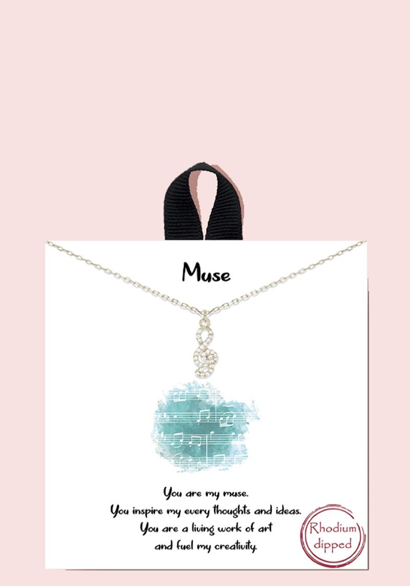 18K GOLD RHODIUM DIPPED MUSE PENDANT NECKLACE