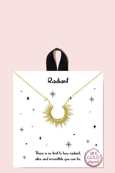 18K GOLD RHODIUM DIPPED RADIANT PENDANT NECKLACE