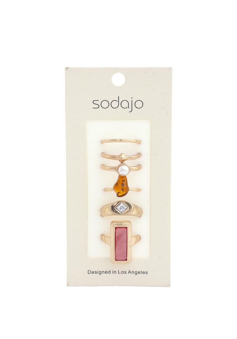 SODAJO RECTANGLE SHAPE METAL ASSROTED RING SET