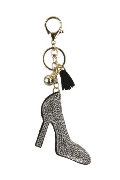 FASHION RHINESTONE HIGH HEELS TASSEL KEY CHAIN