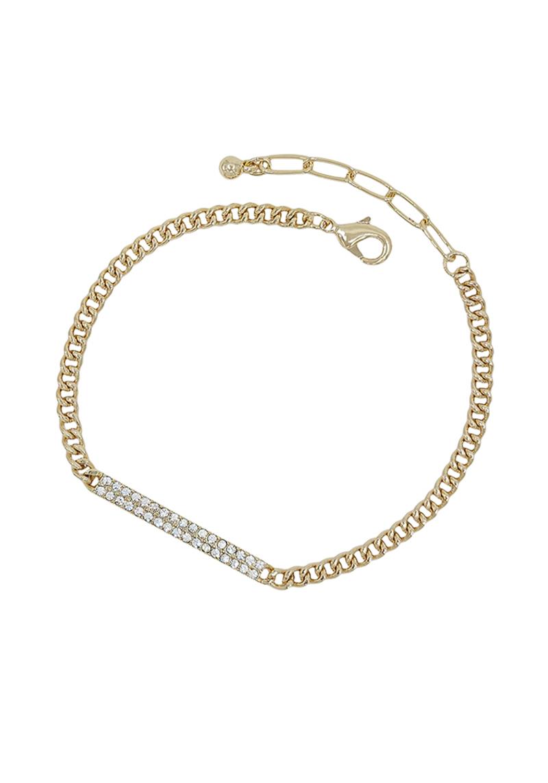 METAL CHAIN RHINESTONE BRACELET
