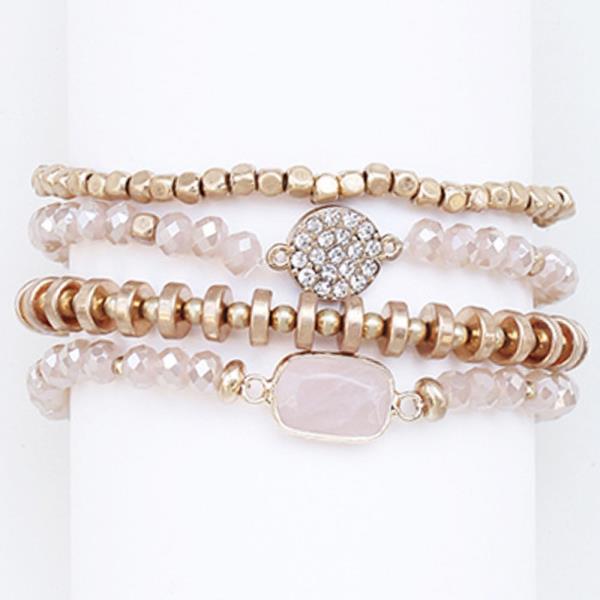 METAL CRYSTAL RHINESTONE STRETCH BRACELET SET