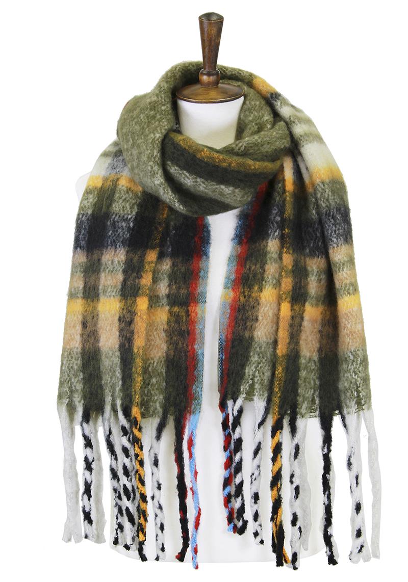 FASHION PLAID TASSEL BLANKET SCARF