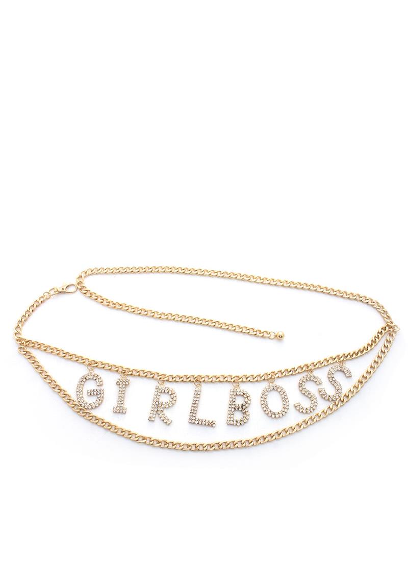 GIRL BOSS RHINESTONE METAL BELT