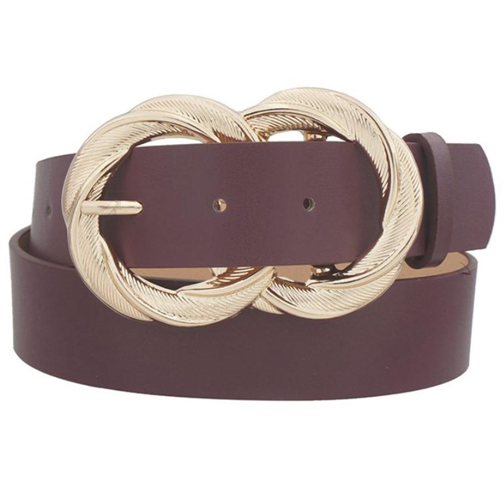 TWISTED AND TEXTURED METAL DOUBLE CIRCLE BUCKLE BELT