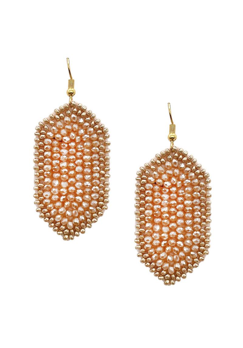 SEED BEAD HEXAGON DANGLE EARRING