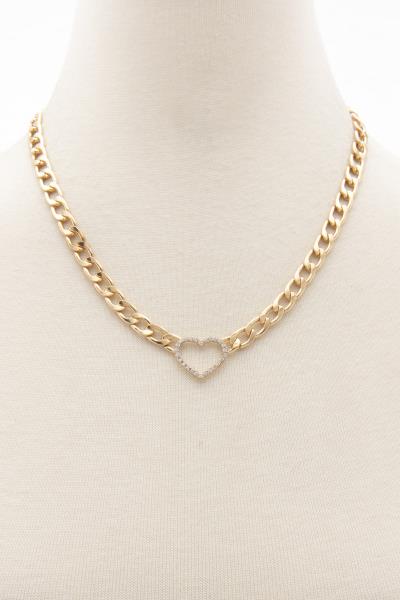 HEART CHARM CURB LINK NECKLACE